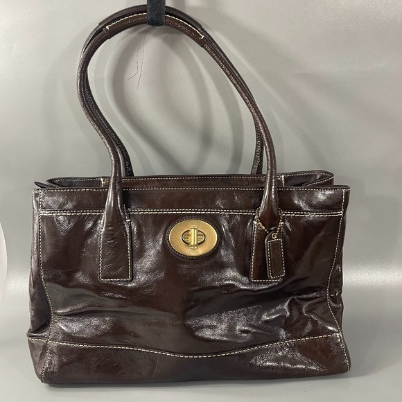 Coach Handbags - Coach Vintage # 11789 Large Leather Shoulder Bag In Chocolate Brown